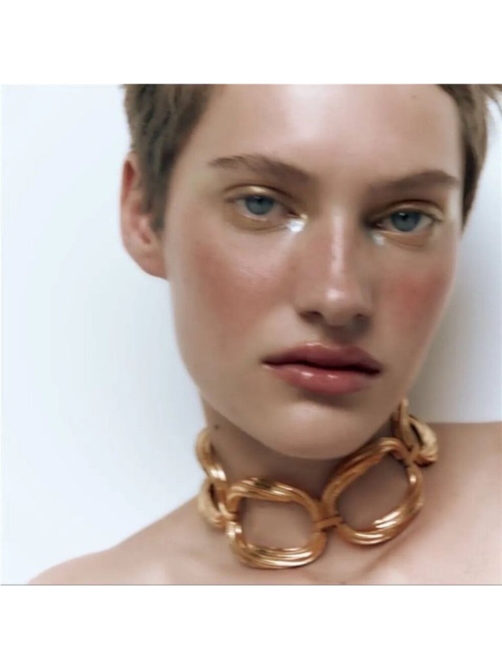 Zara Bold Gold-Plated Chain Link Chocker Necklace